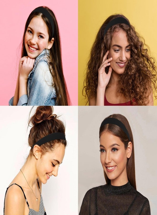 Wecoe Black Headbands for Women Girls 1 Inch Wide Matte Plastic Headbands with Teeth Plain Hard Head Bands Hairbands Diy Crafts Hair Accessories for Women & Girls - Image 2